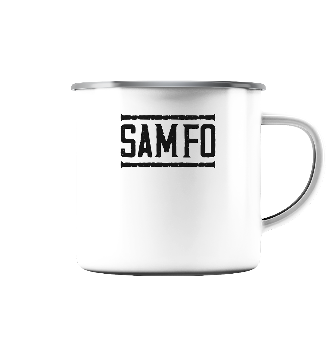 SAMFO black - Emaille Tasse (Silber) - Amfoo Shop