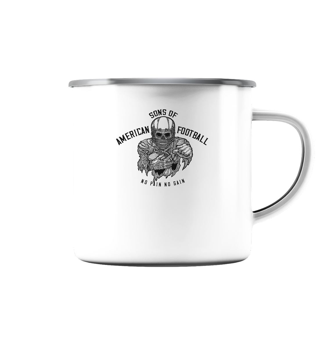 SAMFO No Pain No Gain - Emaille Tasse (Silber) - Amfoo Shop