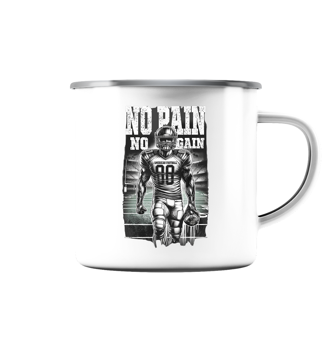 No Pain No Gain - Emaille Tasse (Silber) - Amfoo Shop