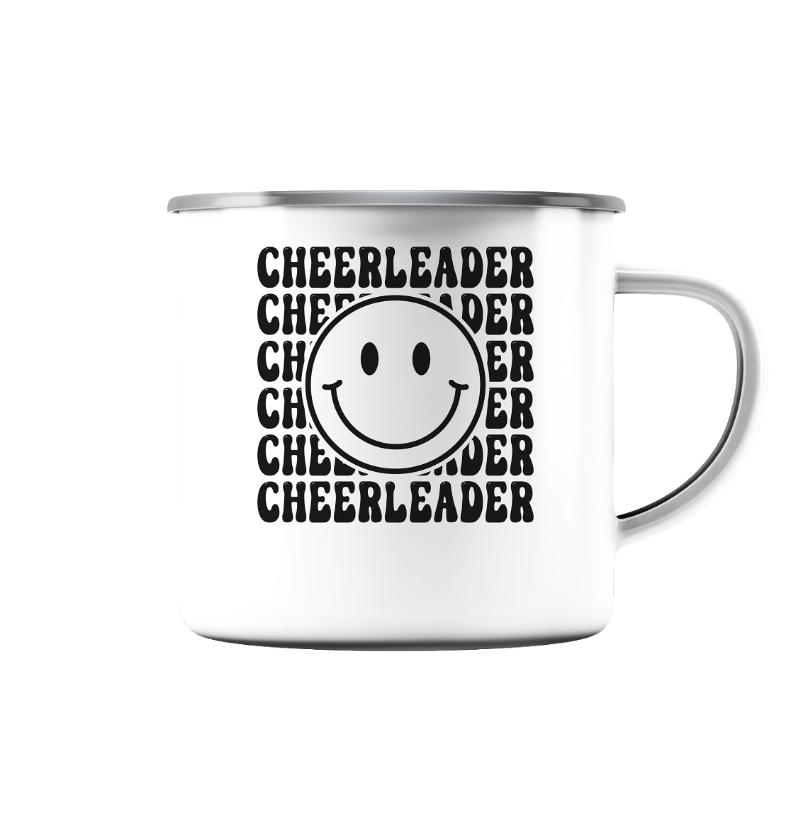 Cheerleader Smiley - Emaille Tasse (Silber) - Amfoo Shop