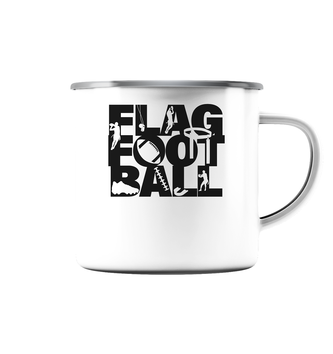 Flag Football - Emaille Tasse (Silber) - Amfoo Shop