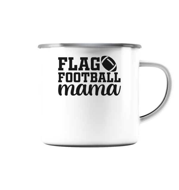 Flag Football Mama - Emaille Tasse (Silber) - Amfoo Shop