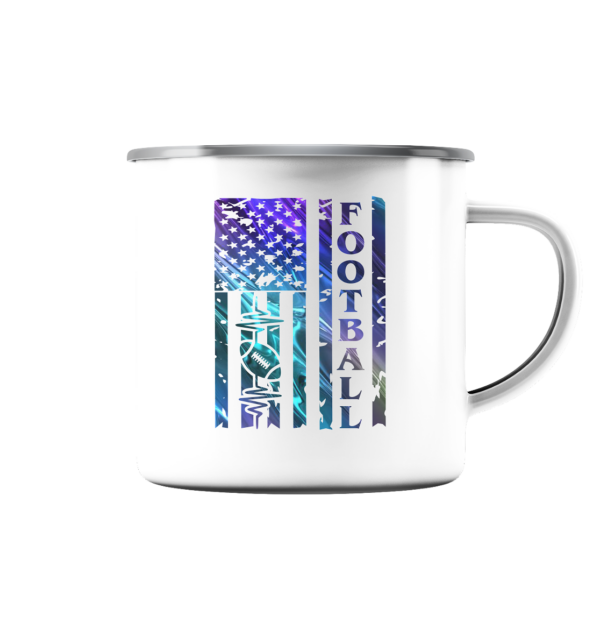 USA Football Flag - Emaille Tasse (Silber) - Amfoo Shop