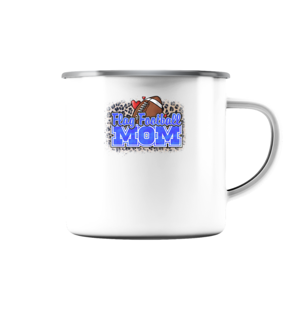 Flag Football Mom - Emaille Tasse (Silber) - Amfoo Shop