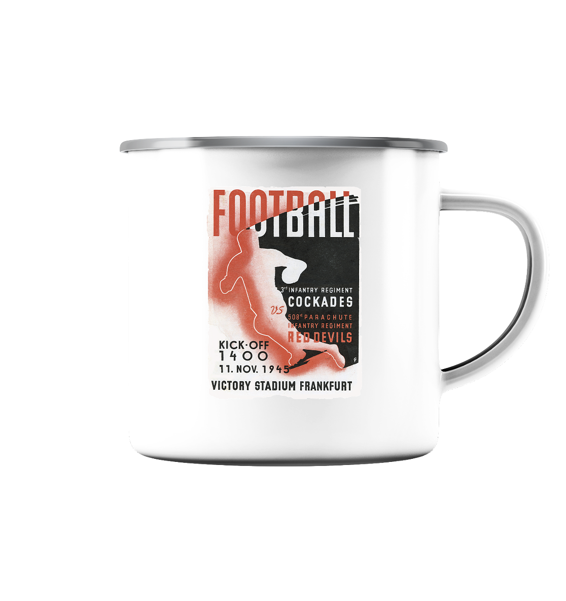 Red Devils Frankfurt 1945 - Emaille Tasse (Silber) - Amfoo Shop