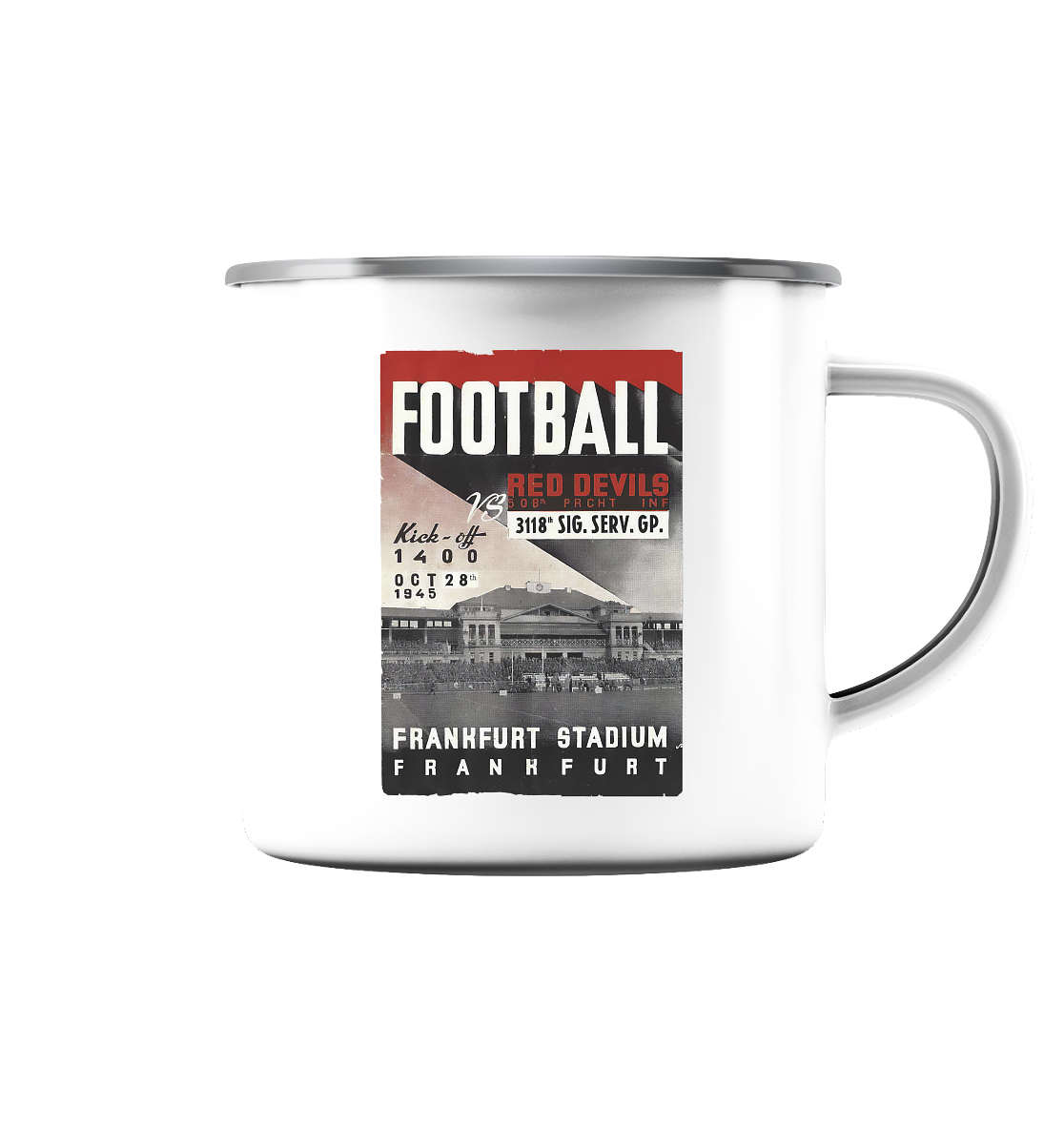 Frankfurt Football 1945 - Emaille Tasse (Silber) - Amfoo Shop