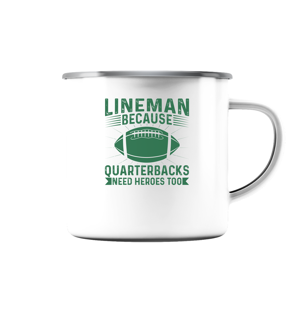 Lineman Heroes Green - Emaille Tasse (Silber) - Amfoo Shop