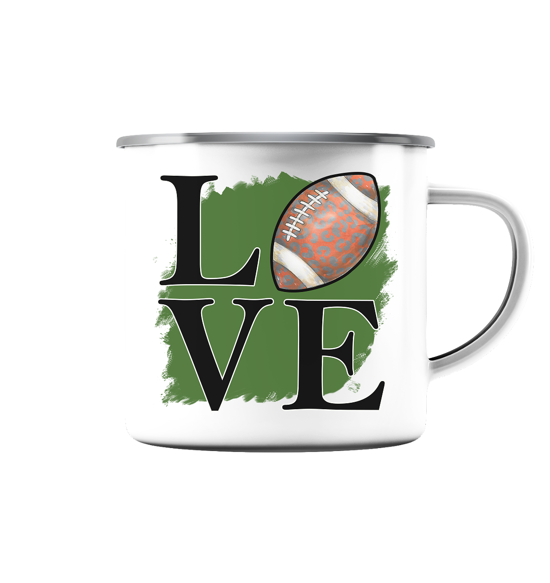 Football Love II - Emaille Tasse (Silber) - Amfoo Shop