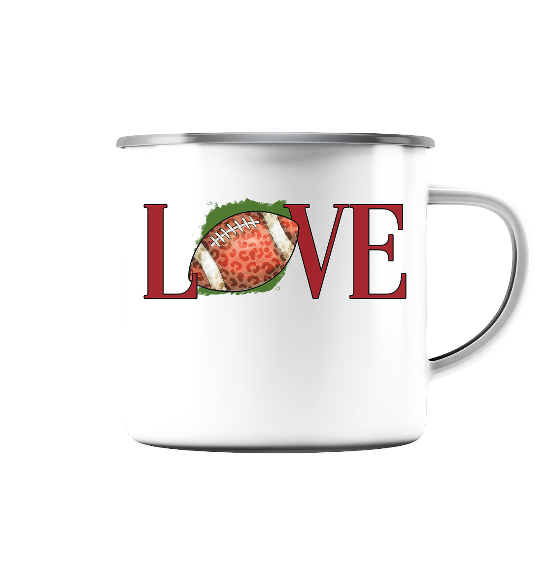 Football Love - Emaille Tasse (Silber) - Amfoo Shop