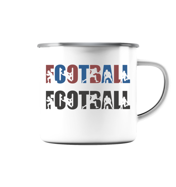 Football Silhouette - Emaille Tasse (Silber) - Amfoo Shop