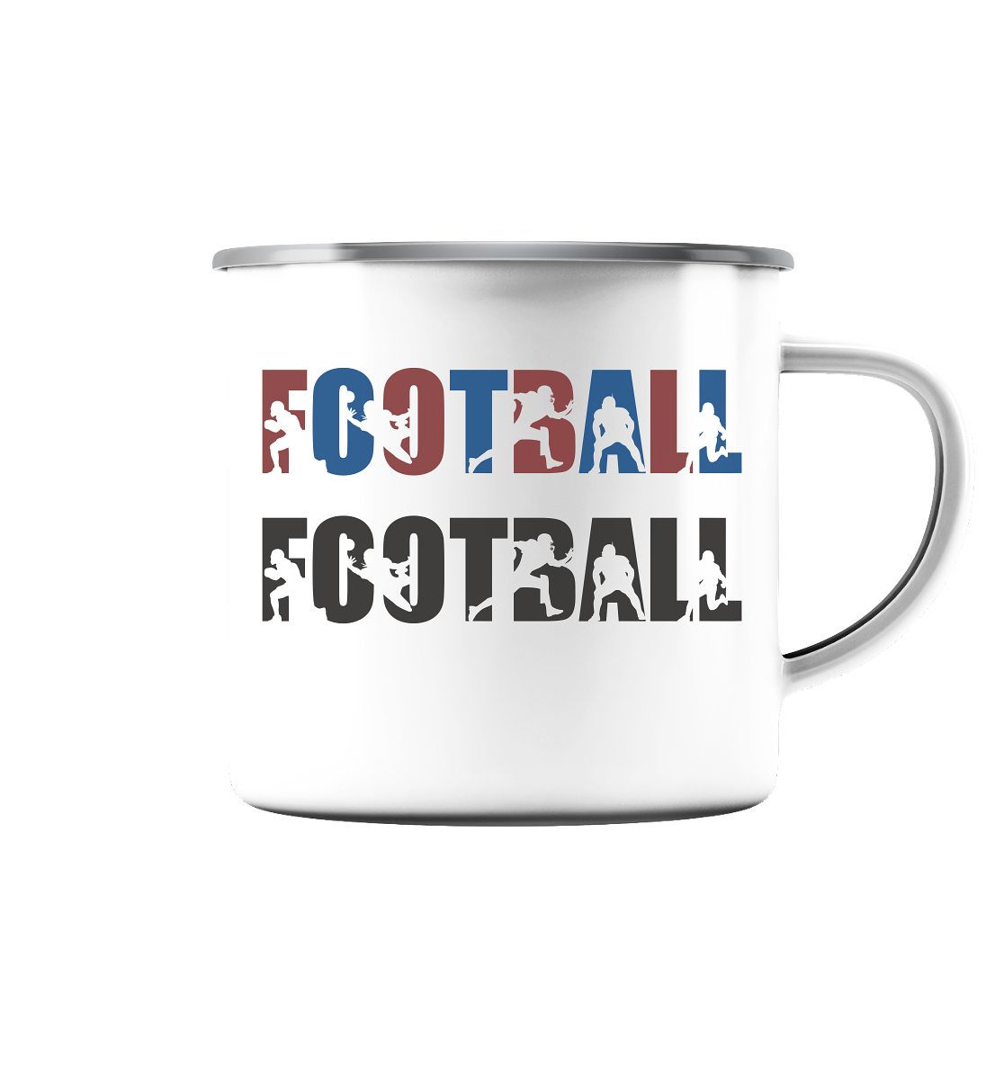 Football Silhouette - Emaille Tasse (Silber) - Amfoo Shop