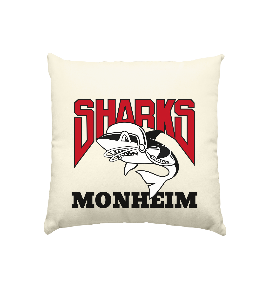 Monheim Sharks - Kissen natur 40x40cm - Amfoo Shop