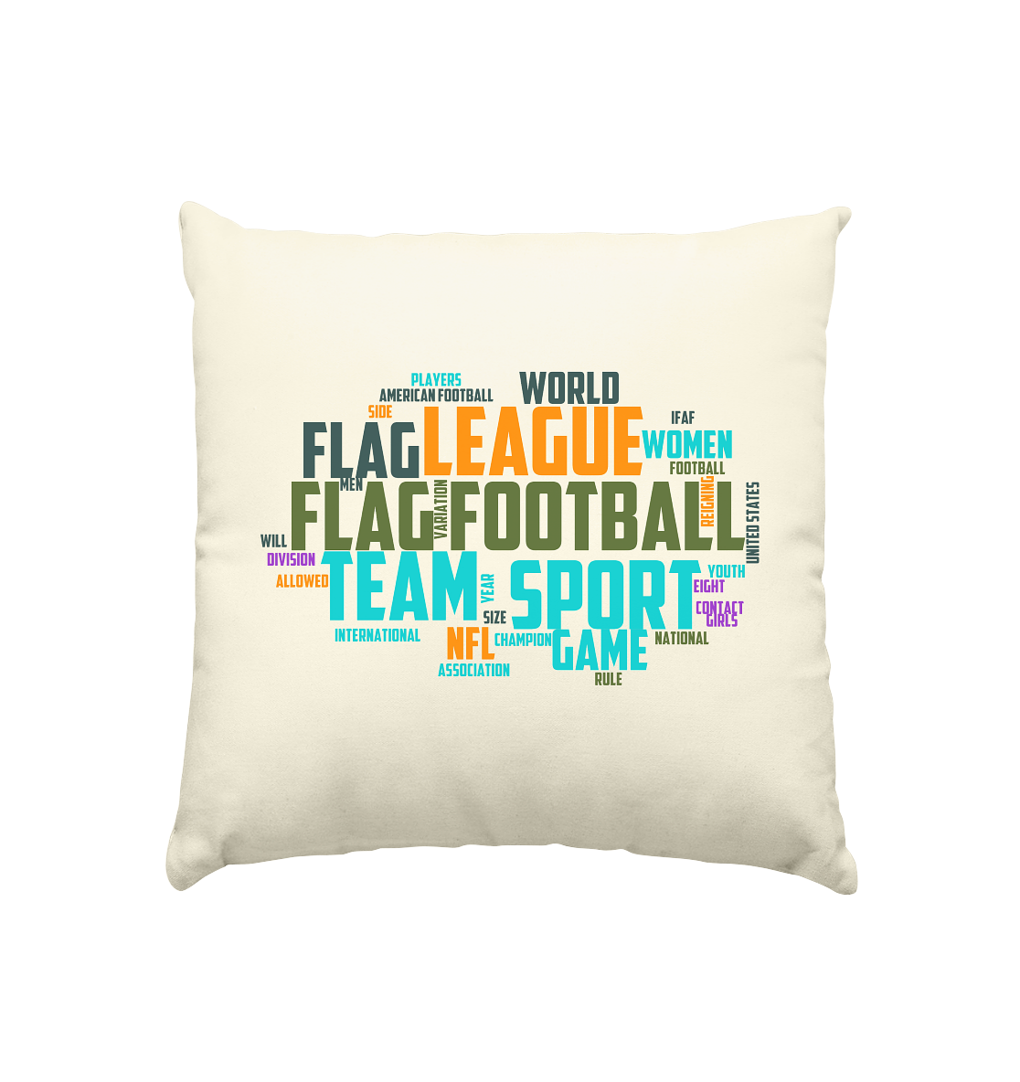 Flag Football Word Bubble - Kissen natur 40x40cm - Amfoo Shop