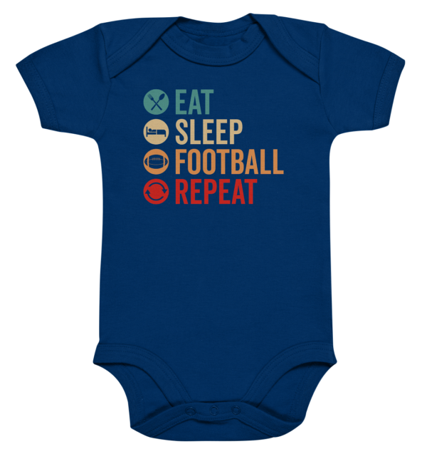 Eat Sleep Football Repeat - Organic Baby Bodysuite - Amfoo Shop