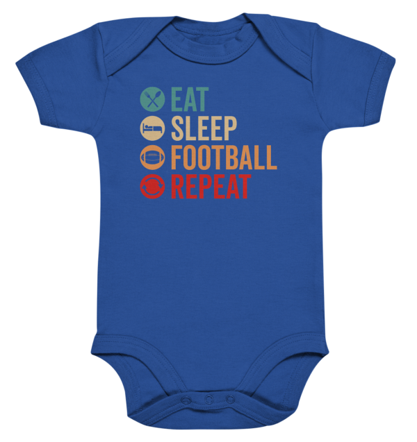 Eat Sleep Football Repeat - Organic Baby Bodysuite - Amfoo Shop