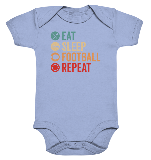 Eat Sleep Football Repeat - Organic Baby Bodysuite - Amfoo Shop