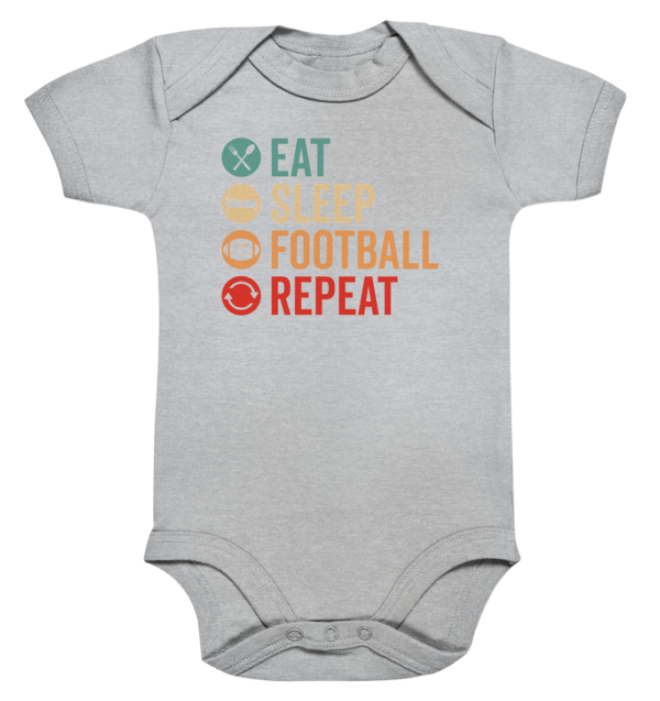 Eat Sleep Football Repeat - Organic Baby Bodysuite - Amfoo Shop