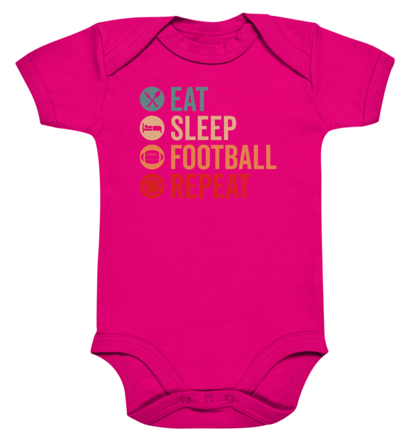 Eat Sleep Football Repeat - Organic Baby Bodysuite - Amfoo Shop