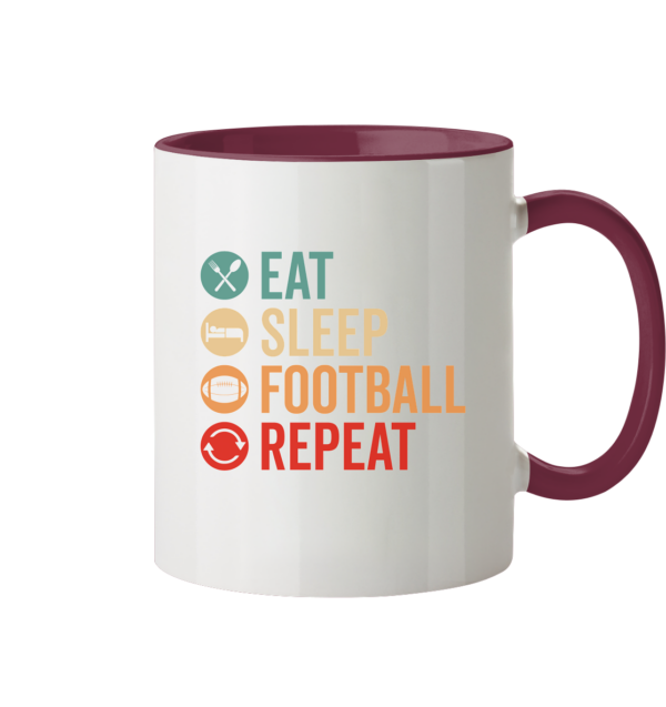 Eat Sleep Football Repeat - Tasse zweifarbig - Amfoo Shop