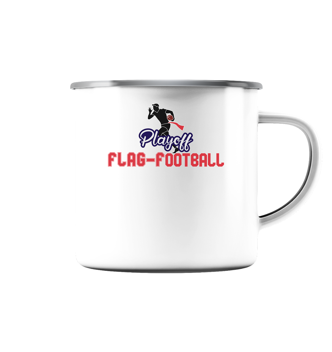 Playoff Flag Football Men red - Emaille Tasse (Silber) - Amfoo Shop