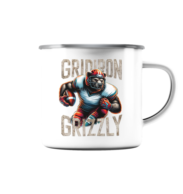 Gridiron Grizzly - Emaille Tasse (Silber) - Amfoo Shop