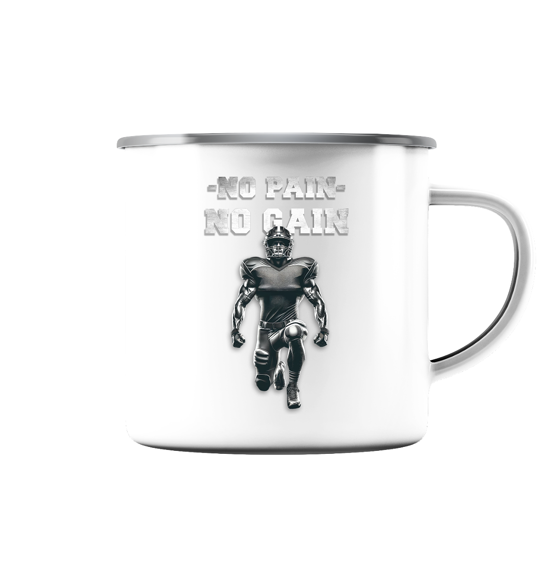 No Pain No Gain Metal - Emaille Tasse (Silber) - Amfoo Shop