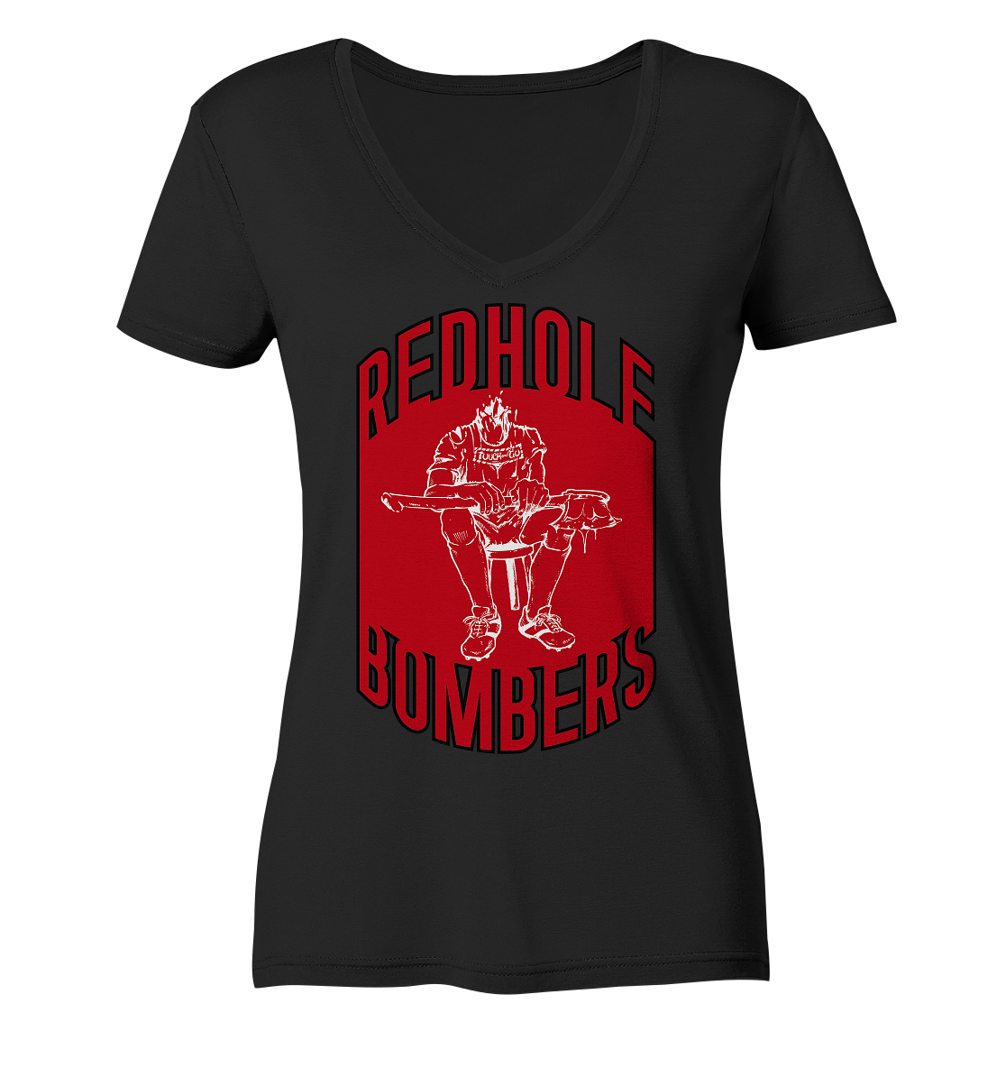 Red Hole Bombers Ladies V-Neck Shirt - Amfoo Shop