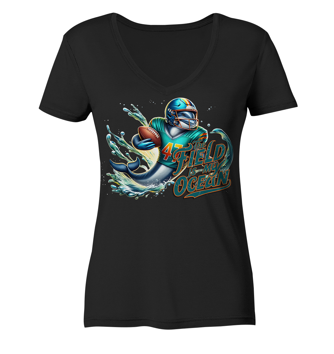 Dolphin - Ladies V-Neck Shirt - Amfoo Shop