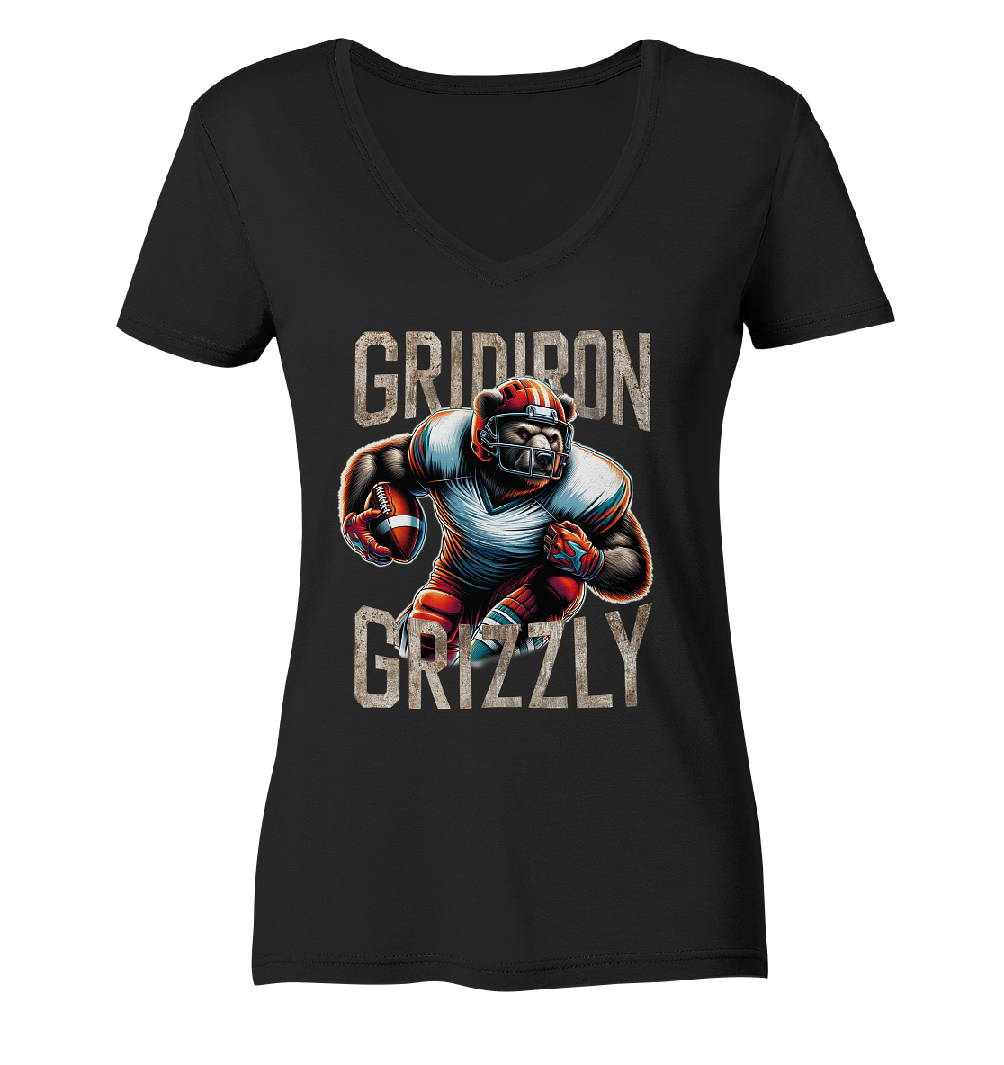 Gridiron Grizzly - Ladies V-Neck Shirt - Amfoo Shop