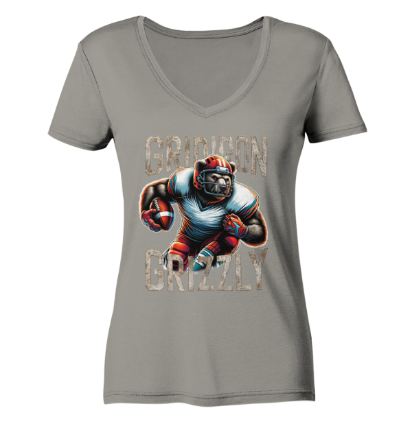 Gridiron Grizzly - Ladies V-Neck Shirt - Amfoo Shop