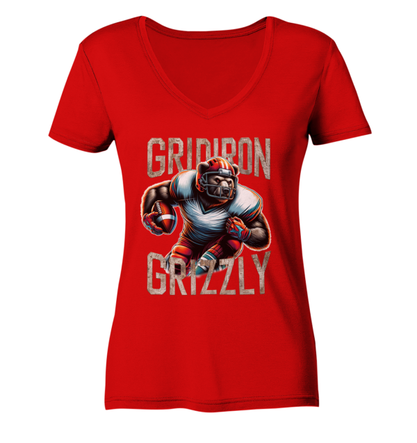 Gridiron Grizzly - Ladies V-Neck Shirt - Amfoo Shop