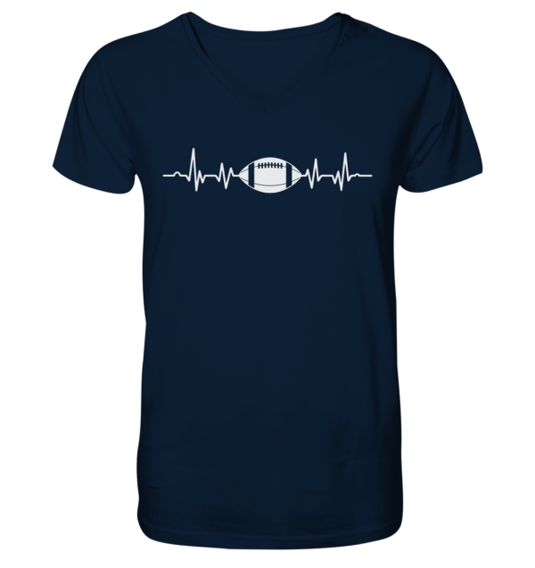 Football Heartbeat - Mens Organic V-Neck Shirt - Amfoo Shop