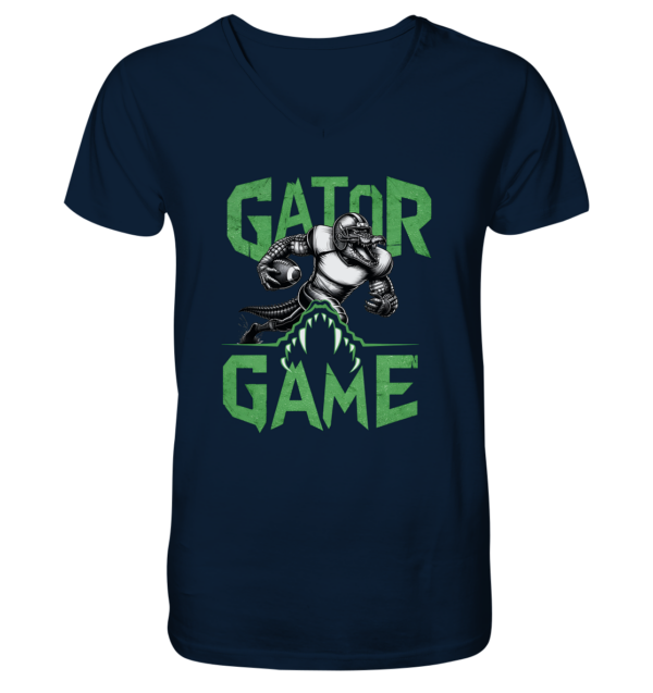 Gator Game - Mens Organic V-Neck Shirt - Amfoo Shop