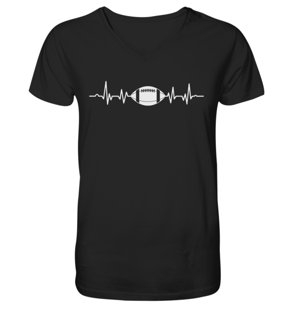 Football Heartbeat - Mens Organic V-Neck Shirt - Amfoo Shop