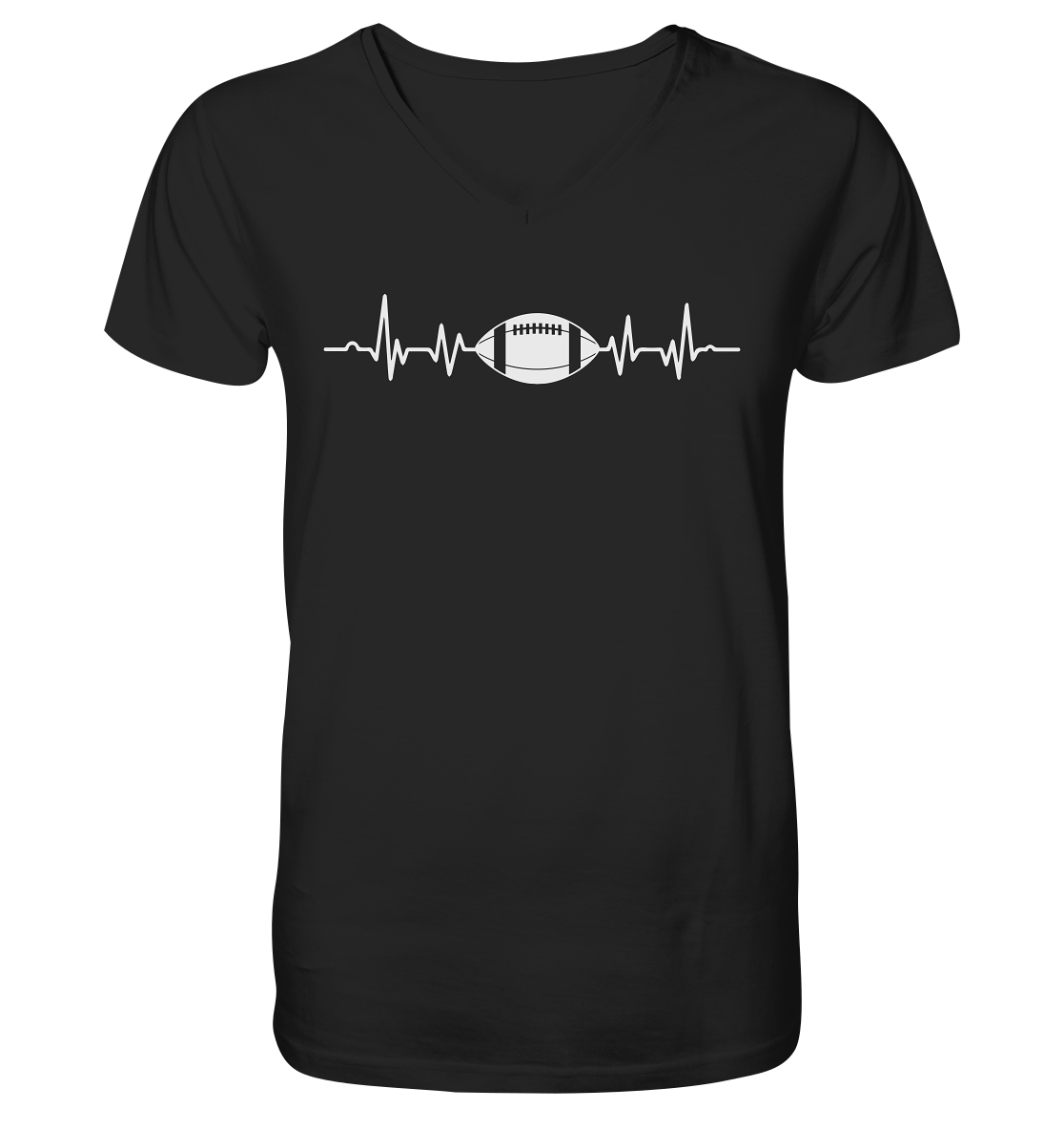 Football Heartbeat - Mens Organic V-Neck Shirt - Amfoo Shop