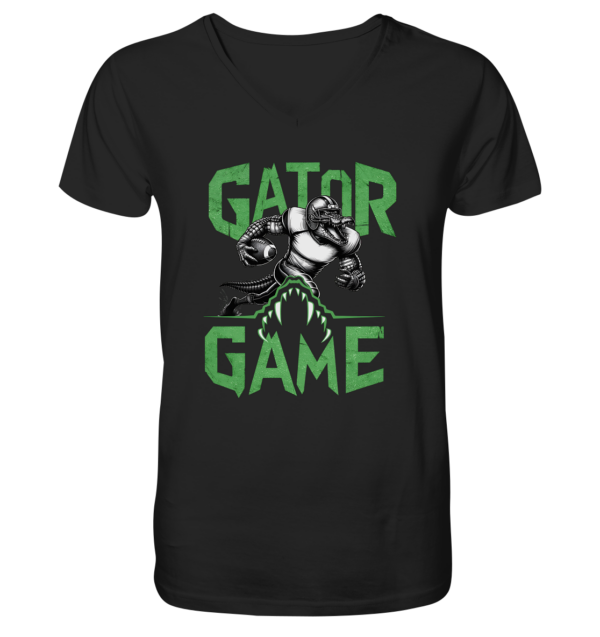 Gator Game - Mens Organic V-Neck Shirt - Amfoo Shop