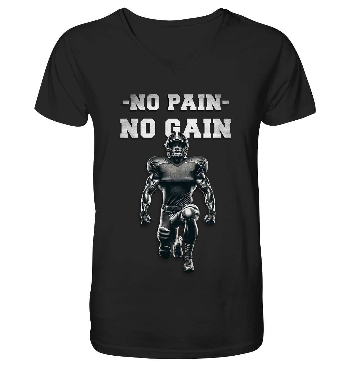 No Pain No Gain Metal - Mens Organic V-Neck Shirt - Amfoo Shop