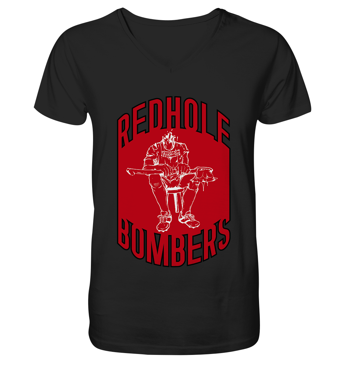 Red Hole Bombers V-Neck Shirt - Amfoo Shop