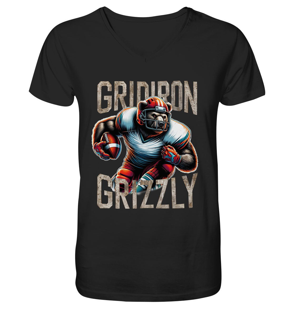 Gridiron Grizzly - V-Neck Shirt - Amfoo Shop