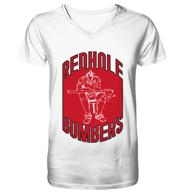 Red Hole Bombers V-Neck Shirt - Amfoo Shop