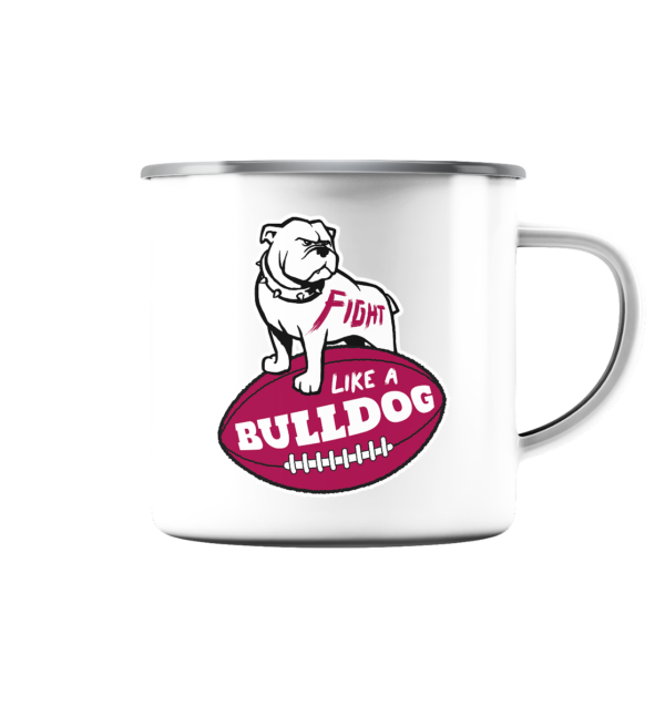 Fight like a Bulldog - Emaille Tasse (Silber) - Amfoo Shop