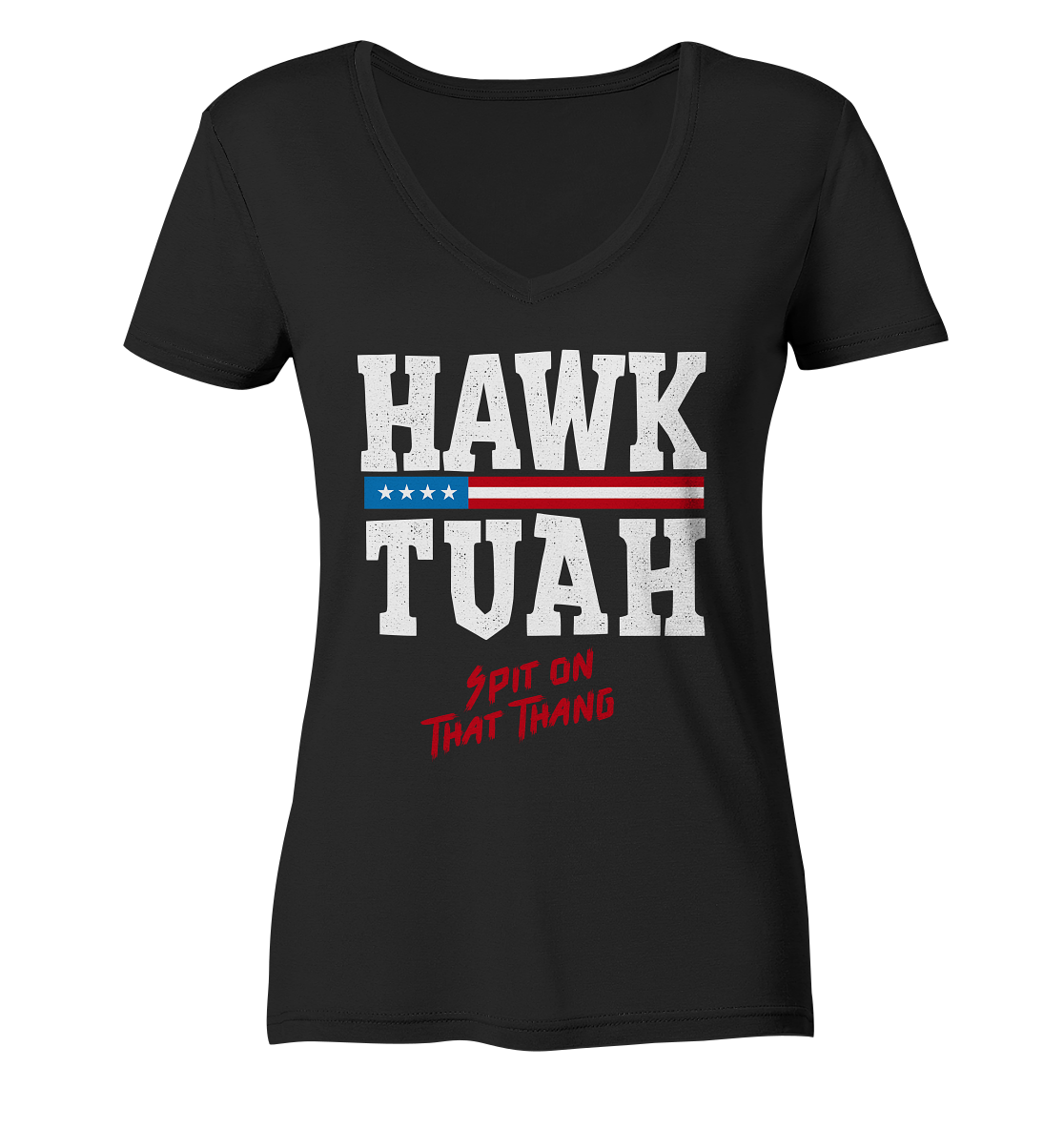 Hawk Tuah White - Ladies V-Neck Shirt - Amfoo Shop