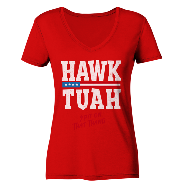 Hawk Tuah White - Ladies V-Neck Shirt - Amfoo Shop