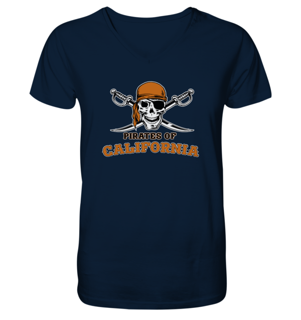 Pirates of California - Mens Organic V-Neck Shirt - Amfoo Shop