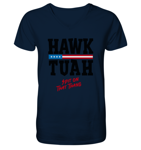 Hawk Tuah - Mens Organic V-Neck Shirt - Amfoo Shop