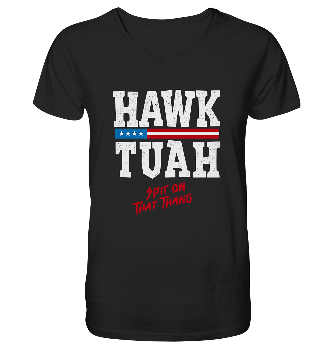 Hawk Tuah White - Mens Organic V-Neck Shirt - Amfoo Shop