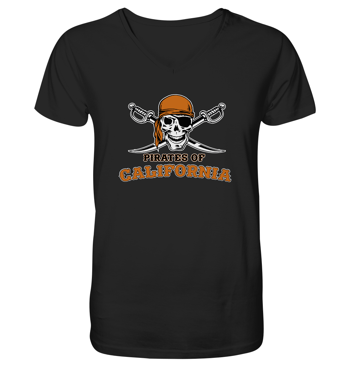 Pirates of California - Mens Organic V-Neck Shirt - Amfoo Shop