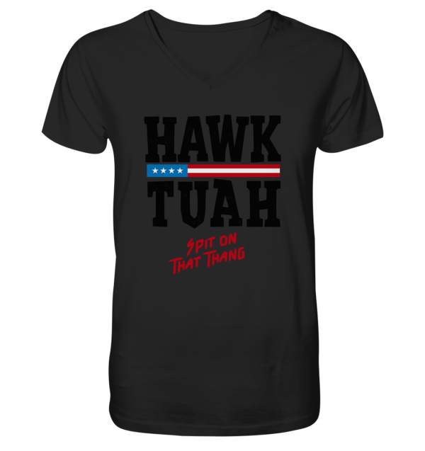 Hawk Tuah - Mens Organic V-Neck Shirt - Amfoo Shop