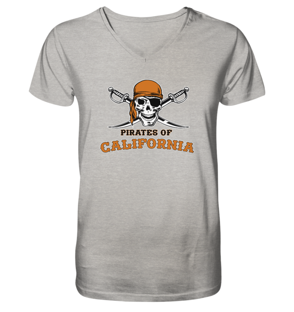 Pirates of California - Mens Organic V-Neck Shirt - Amfoo Shop