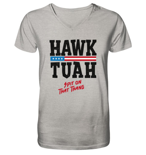 Hawk Tuah - Mens Organic V-Neck Shirt - Amfoo Shop